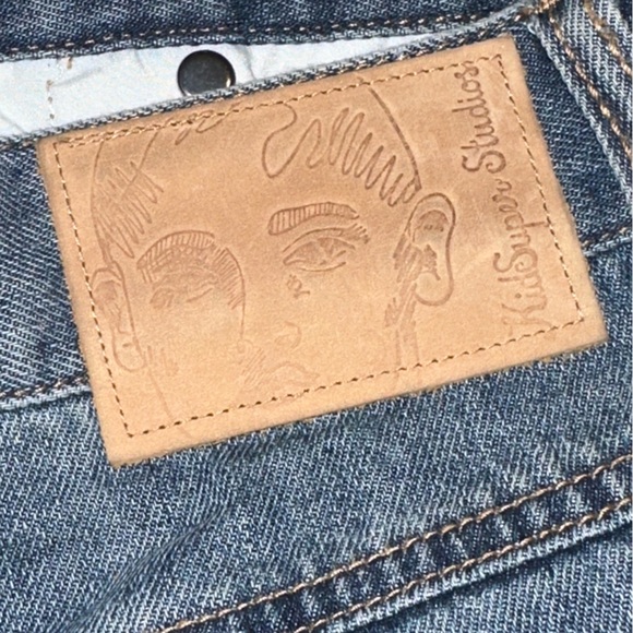 KID SUPER Kidsuper Face Patchwork Baggy Jorts Shorts Light Wash MEDIUM 34 Waist - Picture 9 of 13